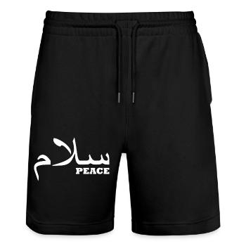 Frieden auf arabisch - Stanley/Stella Unisex Bio Joggingshorts Trainer  - Schwarz - Vorne - Nik (191cm) & Marisol (170cm)