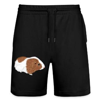 Design mit einem Glatthaar-Meerschweinchen 3 - Stanley/Stella Unisex Bio Joggingshorts Trainer  - Schwarz - Vorne - Nik (191cm) & Marisol (170cm)