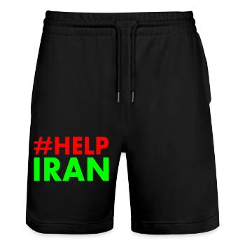 Help iran - Stanley/Stella Trainer Unisex Organic Jogging Shorts - black - Front - Nik (191cm) & Marisol (170cm)