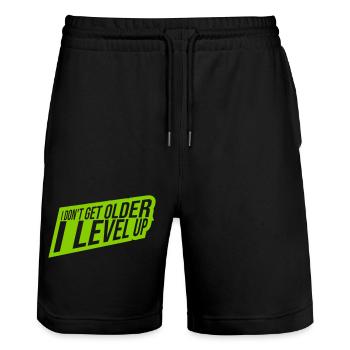 get older level up - Stanley/Stella Trainer Unisex Organic Jogging Shorts - black - Front - Nik (191cm) & Marisol (170cm)