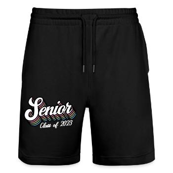 Senior Class Of 2023 Retro Graduation Party Gift - Stanley/Stella Trainer Unisex Organic Jogging Shorts - black - Front - Nik (191cm) & Marisol (170cm)