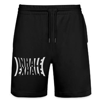 Inspirez expirez Yoga citation - Short de jogging bio TRAINER Stanley/Stella unisexe - noir - Devant - Nik (191cm) & Marisol (170cm)