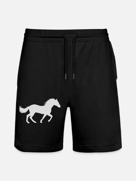 Racing Horse Silhouette Design - Stanley/Stella Trainer Unisex Organic Jogging Shorts - black