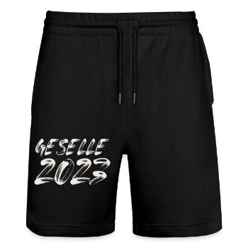 Geselle 2023 Gesellenprüfung - Stanley/Stella Unisex Bio Joggingshorts Trainer  - Schwarz - Vorne - Nik (191cm) & Marisol (170cm)