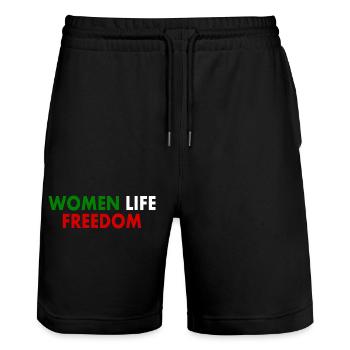 Women life freedom - Stanley/Stella Unisex Bio Joggingshorts Trainer  - Schwarz - Vorne - Nik (191cm) & Marisol (170cm)