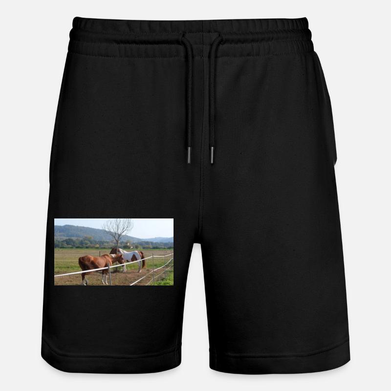 Pferde - Stanley/Stella Unisex Bio Joggingshorts Trainer  - Schwarz