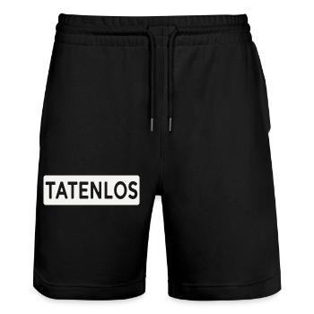 Tatenlos Lustiger Spruch - Stanley/Stella Unisex Bio Joggingshorts Trainer  - Schwarz - Vorne - Nik (191cm) & Marisol (170cm)