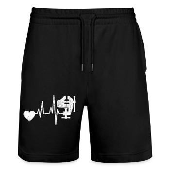 Schreiner Tischler Hobel Handwerker Schreinerei - Stanley/Stella Unisex Bio Joggingshorts Trainer  - Schwarz - Vorne - Nik (191cm) & Marisol (170cm)