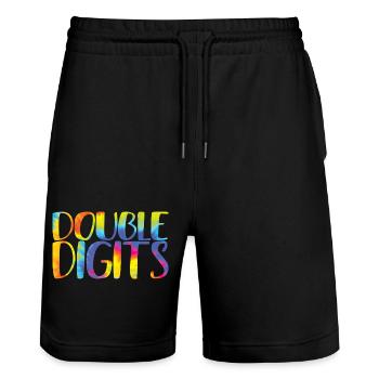 Cadeau d’anniversaire 10 ans, 10 ans, pour garçons et filles - Short de jogging bio TRAINER Stanley/Stella unisexe - noir - Devant - Nik (191cm) & Marisol (170cm)