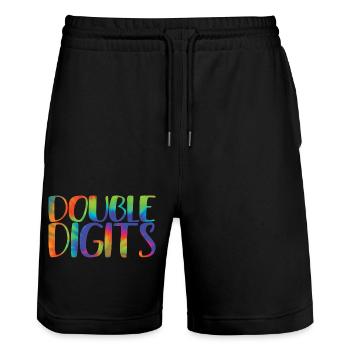 Cadeau de 10e anniversaire, 10 ans, pour garçons et filles - Short de jogging bio TRAINER Stanley/Stella unisexe - noir - Devant - Nik (191cm) & Marisol (170cm)