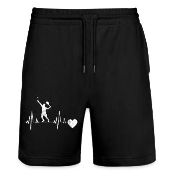 Tennisverein Tennis Tennisliebhaber Tennisspieler - Stanley/Stella Unisex Bio Joggingshorts Trainer  - Schwarz - Vorne - Nik (191cm) & Marisol (170cm)