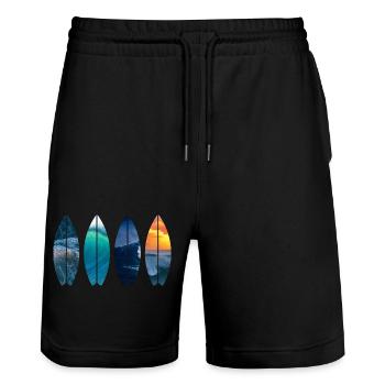 Surf surfer cadeau Vintage - Short de jogging bio TRAINER Stanley/Stella unisexe - noir - Devant - Nik (191cm) & Marisol (170cm)