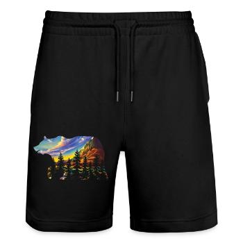 Hiking Mountain hikers Mountains Mountain hiking Hiking - Stanley/Stella Trainer Unisex Organic Jogging Shorts - black - Front - Nik (191cm) & Marisol (170cm)