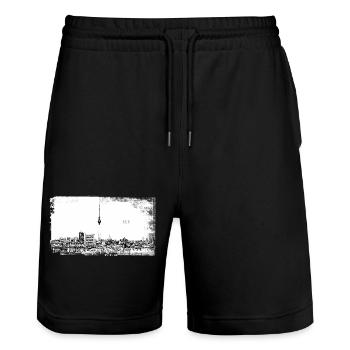 Berlin allemagne techno rave musique party voyage - Short de jogging bio TRAINER Stanley/Stella unisexe - noir - Devant - Nik (191cm) & Marisol (170cm)