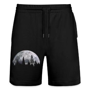 Mountain in full moon - nature and astronomy - Stanley/Stella Trainer Unisex Organic Jogging Shorts - black - Front - Nik (191cm) & Marisol (170cm)