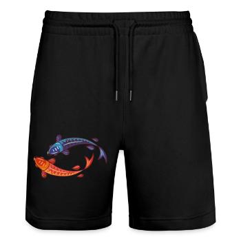 Meerestiere - Stanley/Stella Unisex Bio Joggingshorts Trainer  - Schwarz - Vorne - Nik (191cm) & Marisol (170cm)