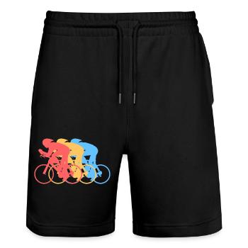 Fahrrad - Stanley/Stella Unisex Bio Joggingshorts Trainer  - Schwarz - Vorne - Nik (191cm) & Marisol (170cm)