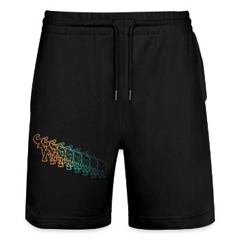 Vintage-Elefant - Stanley/Stella Unisex Bio Joggingshorts Trainer  - Schwarz - Vorne - Nik (191cm) & Marisol (170cm)