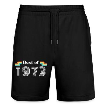 Best of 1973 Vintage Birthday Retro Vintage - Stanley/Stella Trainer Unisex Organic Jogging Shorts - black - Front - Nik (191cm) & Marisol (170cm)