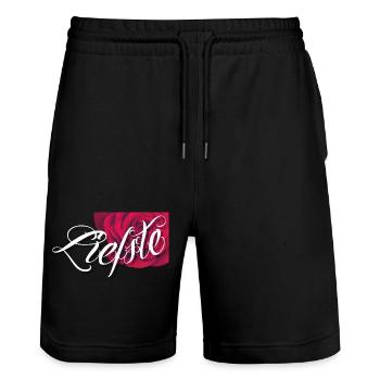 Liebstes Weiß - Stanley/Stella Unisex Bio Joggingshorts Trainer  - Schwarz - Vorne - Nik (191cm) & Marisol (170cm)