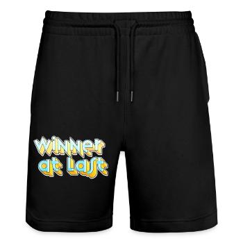 Winner at last - Stanley/Stella Trainer Unisex Organic Jogging Shorts - black - Front - Nik (191cm) & Marisol (170cm)