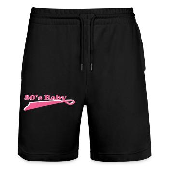 Année 80 baby - Short de jogging bio TRAINER Stanley/Stella unisexe - noir - Devant - Nik (191cm) & Marisol (170cm)