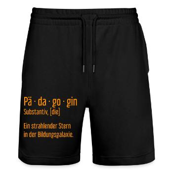 Pädagogin Pädagoginnen Schule Lehrerin Unterricht - Stanley/Stella Unisex Bio Joggingshorts Trainer  - Schwarz - Vorne - Nik (191cm) & Marisol (170cm)