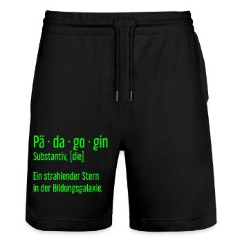 Pädagogin Pädagoginnen Schule Lehrerin Unterricht - Stanley/Stella Unisex Bio Joggingshorts Trainer  - Schwarz - Vorne - Nik (191cm) & Marisol (170cm)