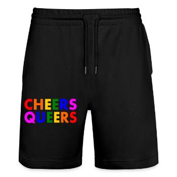 Cheers queers - Stanley/Stella Trainer Unisex Organic Jogging Shorts - black - Front - Nik (191cm) & Marisol (170cm)