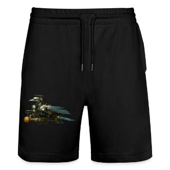Steampunk Bird - Stanley/Stella Trainer Unisex Organic Jogging Shorts - black - Front - Nik (191cm) & Marisol (170cm)