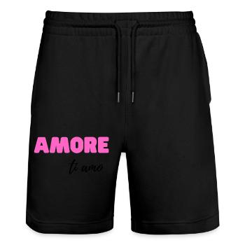 Amore, Ti Amo – Romantic Italian Love Quote - Stanley/Stella Trainer Unisex Organic Jogging Shorts - black - Front - Nik (191cm) & Marisol (170cm)