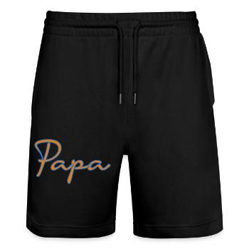 PAPOUNET. DAD. FATHER's DAY. HAPPY BIRTHDAY DAD - Stanley/Stella Trainer Unisex Organic Jogging Shorts - black - Front - Nik (191cm) & Marisol (170cm)