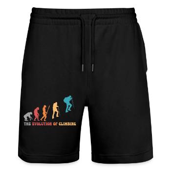 Klettern Evolution des Kletterns Bergsteiger-Humor - Stanley/Stella Unisex Bio Joggingshorts Trainer  - Schwarz - Vorne - Nik (191cm) & Marisol (170cm)