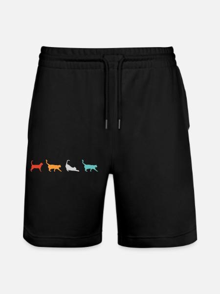 Katze Retro Katzen Silhouette - Stanley/Stella Unisex Bio Joggingshorts Trainer  - Schwarz