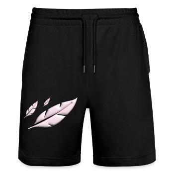 PINK FEATHERS FALLING - Stanley/Stella Unisex Bio Joggingshorts Trainer  - Schwarz - Vorne - Nik (191cm) & Marisol (170cm)
