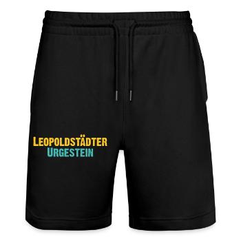 Leopoldstätter Urgestein Wien Österreich Spruch - Stanley/Stella Unisex Bio Joggingshorts Trainer  - Schwarz - Vorne - Nik (191cm) & Marisol (170cm)
