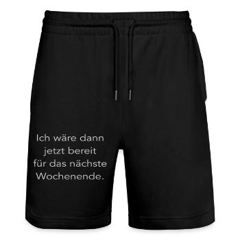 Wochenende - Stanley/Stella Unisex Bio Joggingshorts Trainer  - Schwarz - Vorne - Nik (191cm) & Marisol (170cm)