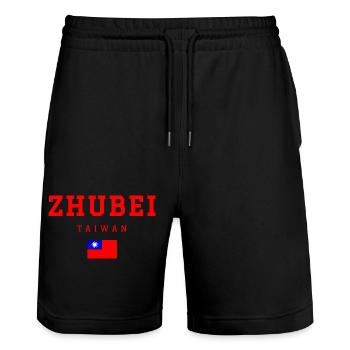 Zhubei, Taiwan - Stanley/Stella Trainer Unisex Organic Jogging Shorts - black - Front - Nik (191cm) & Marisol (170cm)