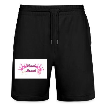 Team Bride - Stanley/Stella Unisex Bio Joggingshorts Trainer  - Schwarz - Vorne - Nik (191cm) & Marisol (170cm)