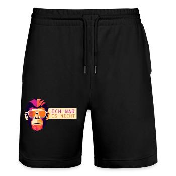 Ich war es nicht Affe - Stanley/Stella Unisex Bio Joggingshorts Trainer  - Schwarz - Vorne - Nik (191cm) & Marisol (170cm)
