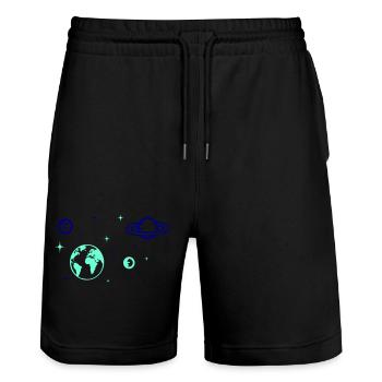 Universe - Stanley/Stella Trainer Unisex Organic Jogging Shorts - black - Front - Nik (191cm) & Marisol (170cm)