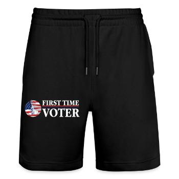 First Time Voter Political Election Your Vote - Stanley/Stella Trainer Unisex Organic Jogging Shorts - black - Front - Nik (191cm) & Marisol (170cm)