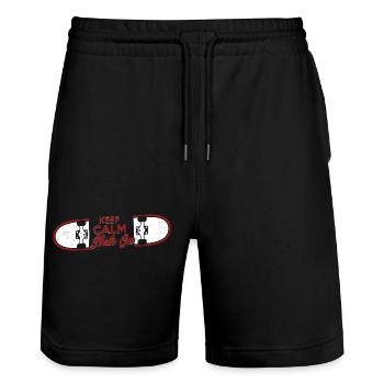 Keep Calm Skate On Skateboard Skater Skateboarding - Stanley/Stella Unisex Bio Joggingshorts Trainer  - Schwarz - Vorne - Nik (191cm) & Marisol (170cm)