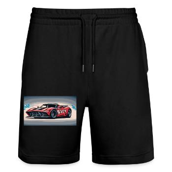 Racecar enveloped in the Mist - Stanley/Stella Trainer Unisex Organic Jogging Shorts - black - Front - Nik (191cm) & Marisol (170cm)
