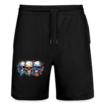 Cool Colourful Vector Skulls - Stanley/Stella Trainer Unisex Organic Jogging Shorts - black - Front - Nik (191cm) & Marisol (170cm)