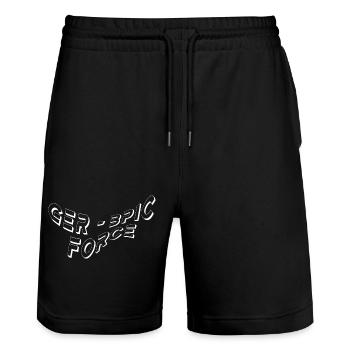 G3F - Stanley/Stella Unisex Bio Joggingshorts Trainer  - Schwarz - Vorne - Nik (191cm) & Marisol (170cm)