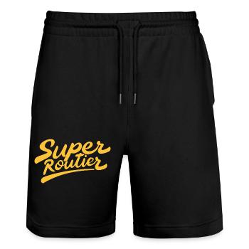 Super routier - Short de jogging bio TRAINER Stanley/Stella unisexe - noir - Devant - Nik (191cm) & Marisol (170cm)