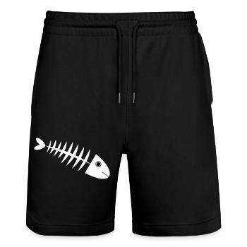 Fischgräte Fisch angeln - Stanley/Stella Unisex Bio Joggingshorts Trainer  - Schwarz - Vorne - Nik (191cm) & Marisol (170cm)