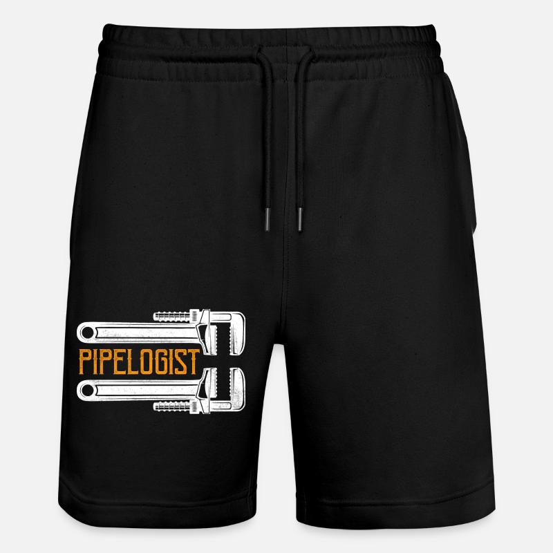 Pipelogist Pipefitter Wrench Plumber - Stanley/Stella Trainer Unisex Organic Jogging Shorts - black