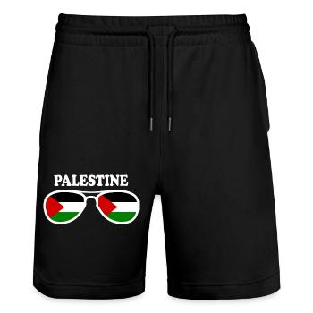 Palestine - Short de jogging bio TRAINER Stanley/Stella unisexe - noir - Devant - Nik (191cm) & Marisol (170cm)